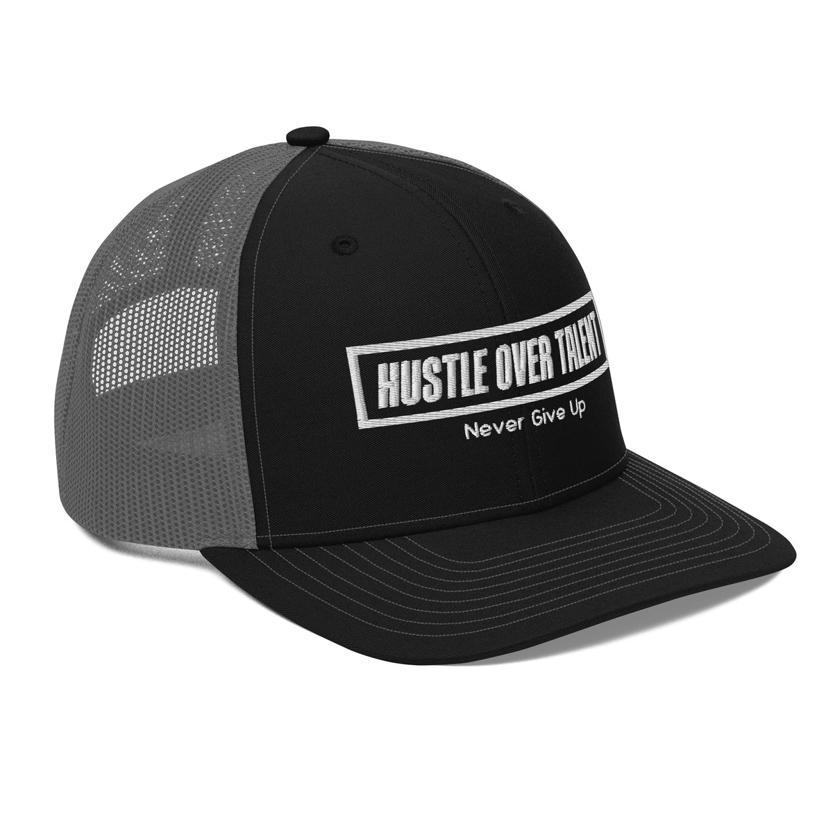 The OG Trucker Cap — Black/Charcoal by Hustle Over Talent — back view