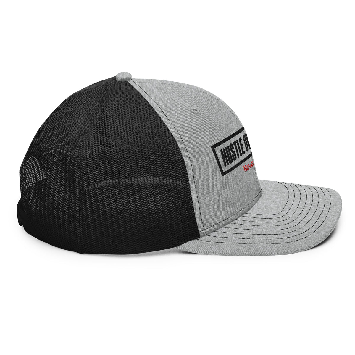 The OG Trucker Cap — Heather Grey/Black by Hustle Over Talent — back view