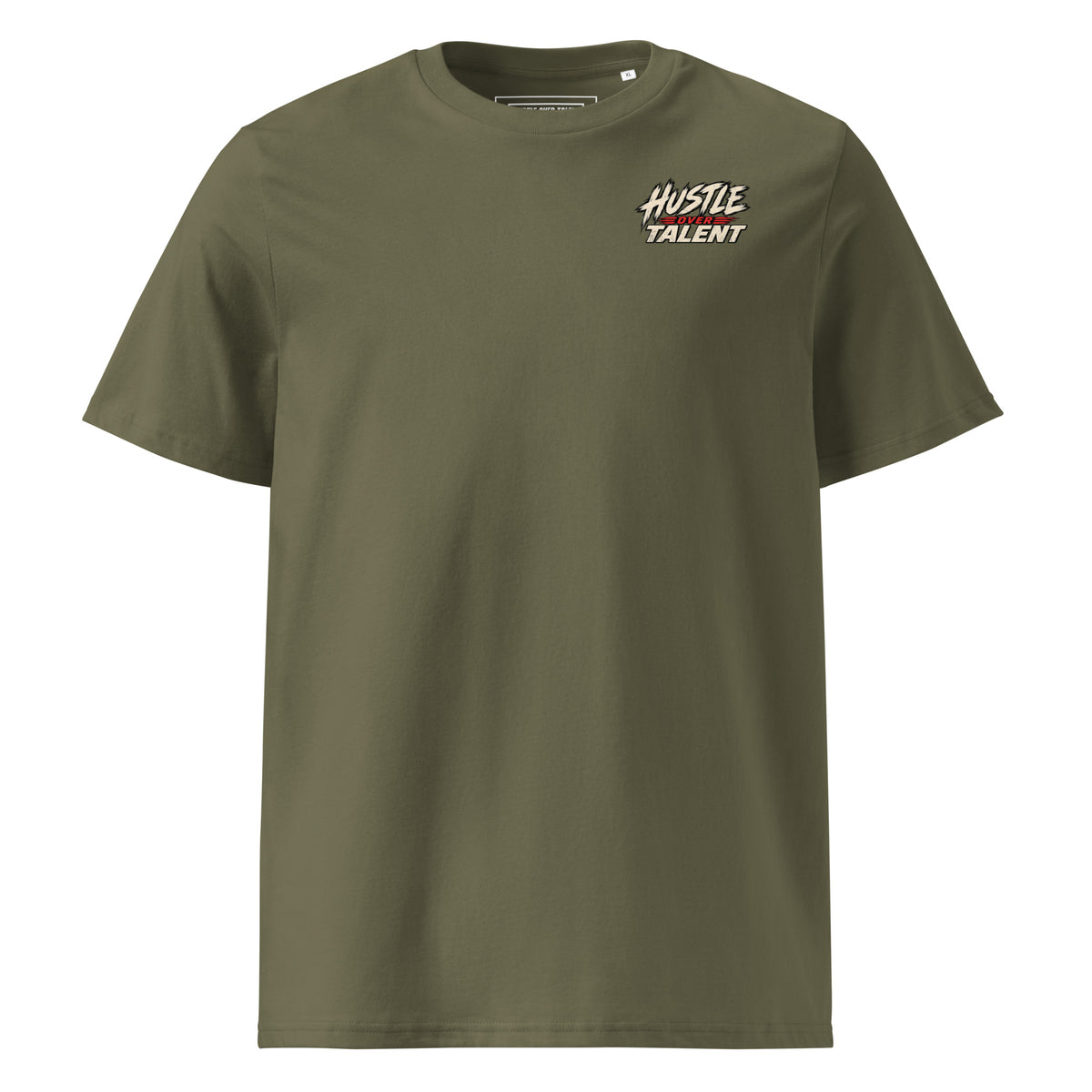 Earn Every Lap Racing Tee by Hustle Over Talent — khaki front view