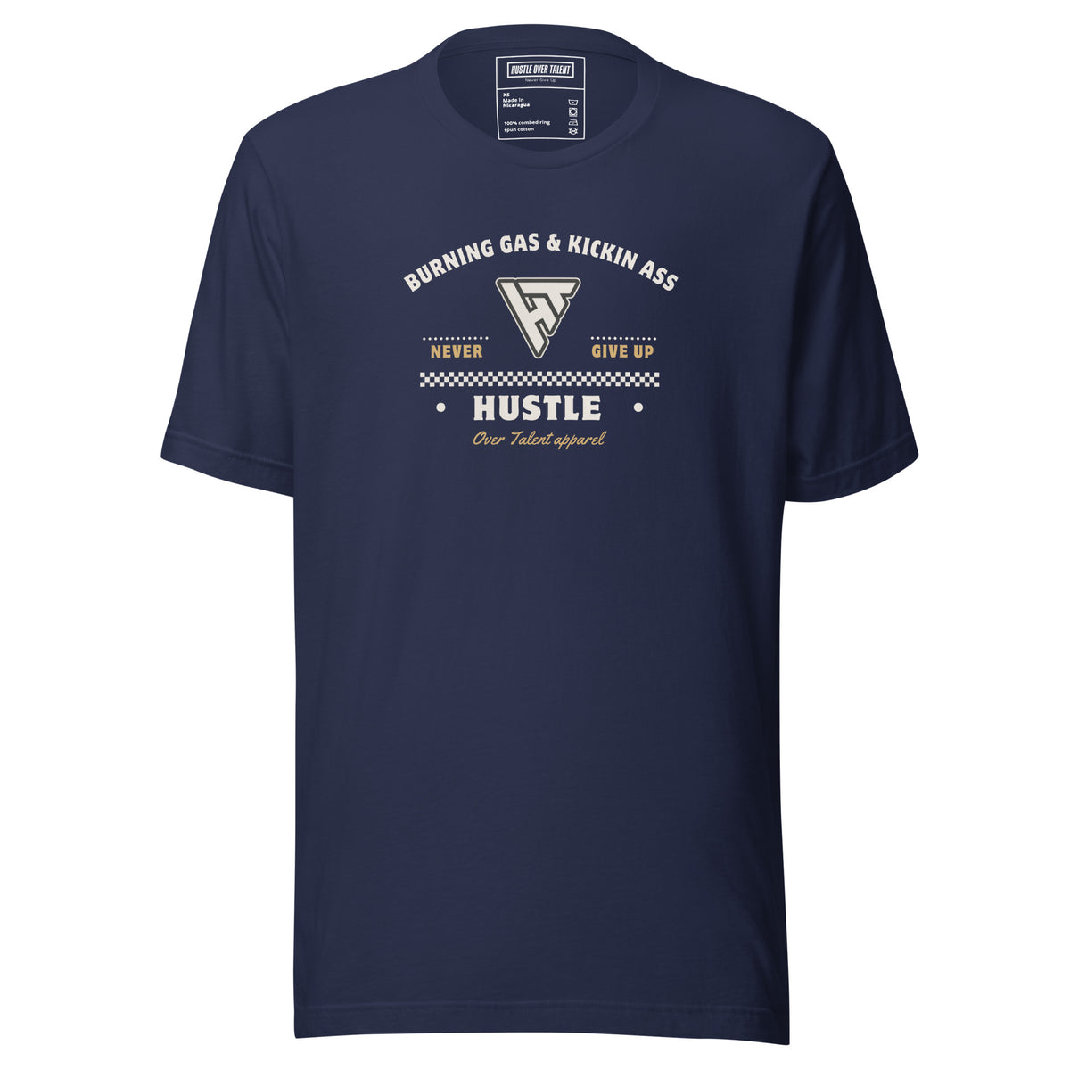 Burning Gas racing tee navy by Hustle Over Talent